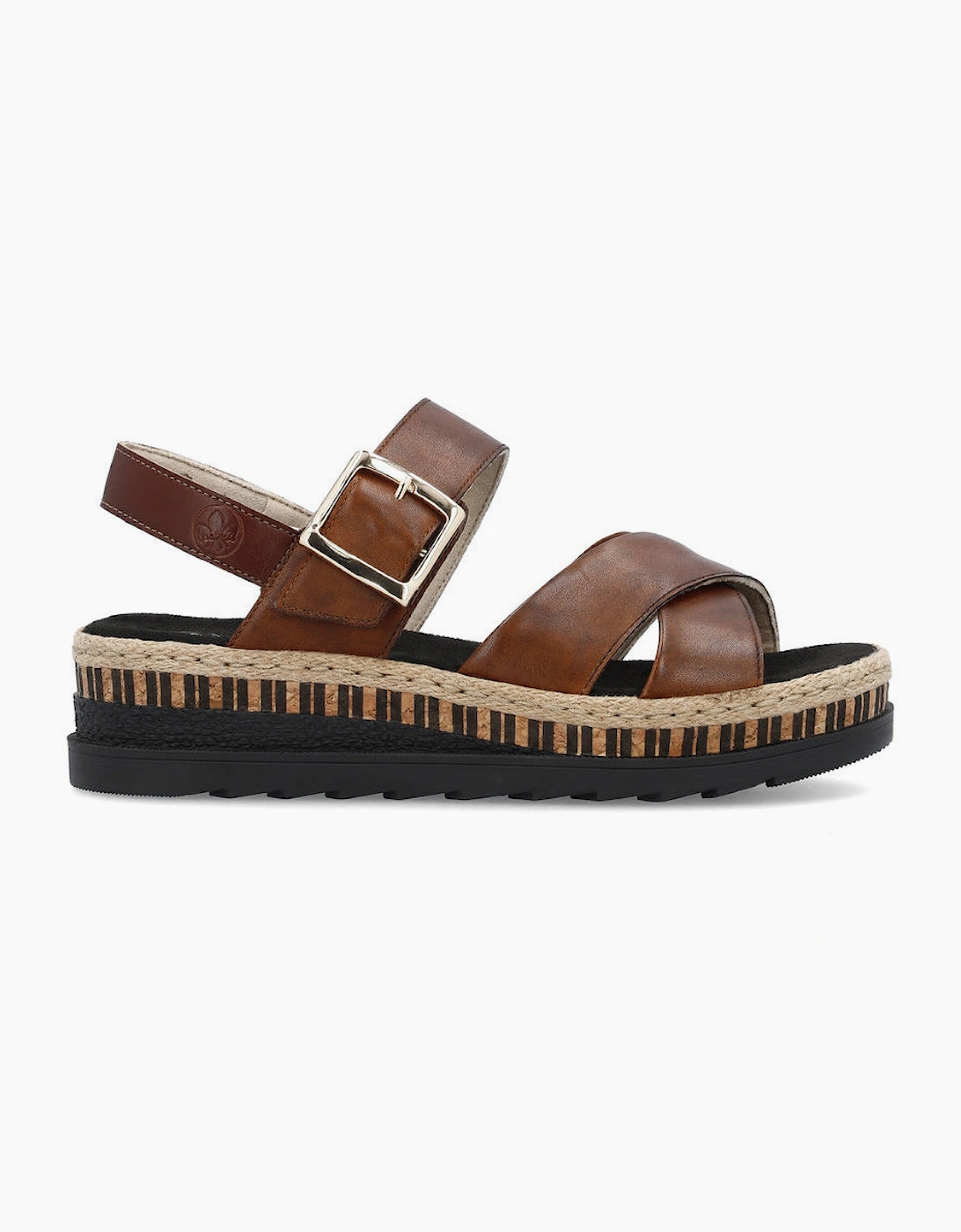 Rieker V7951 Womens Cross Strap Sandals Brown