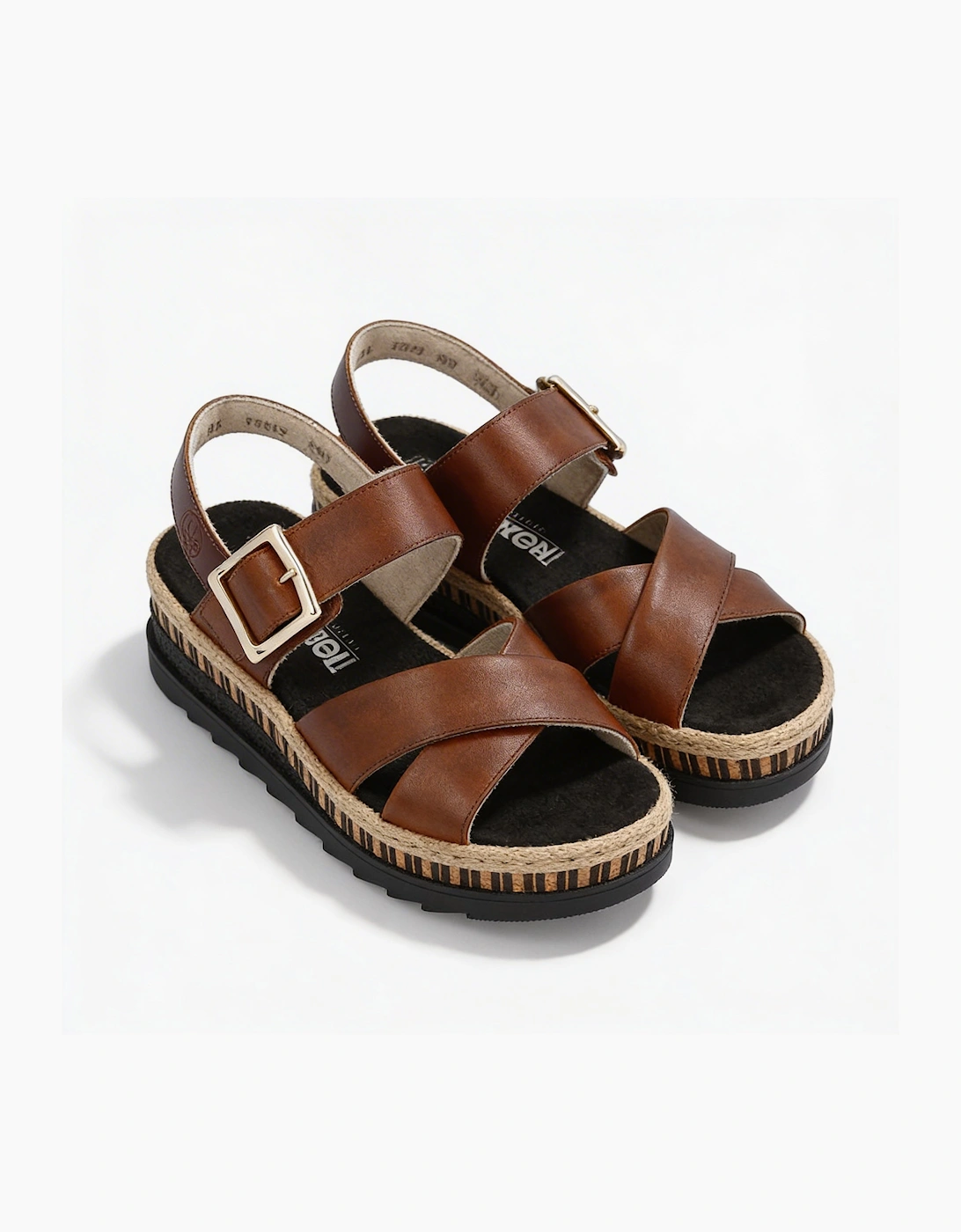 Rieker V7951 Womens Cross Strap Sandals Brown