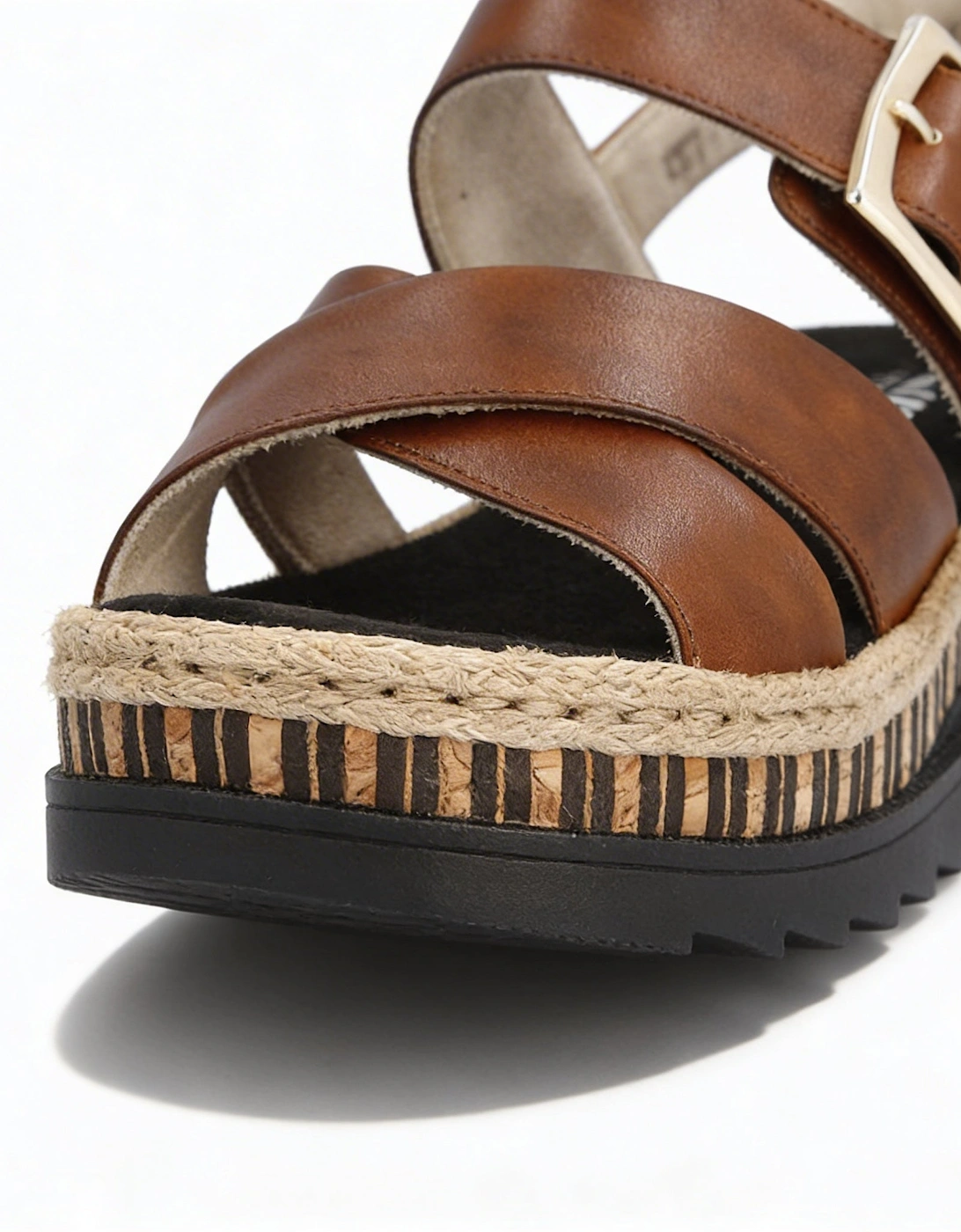 Rieker V7951 Womens Cross Strap Sandals Brown