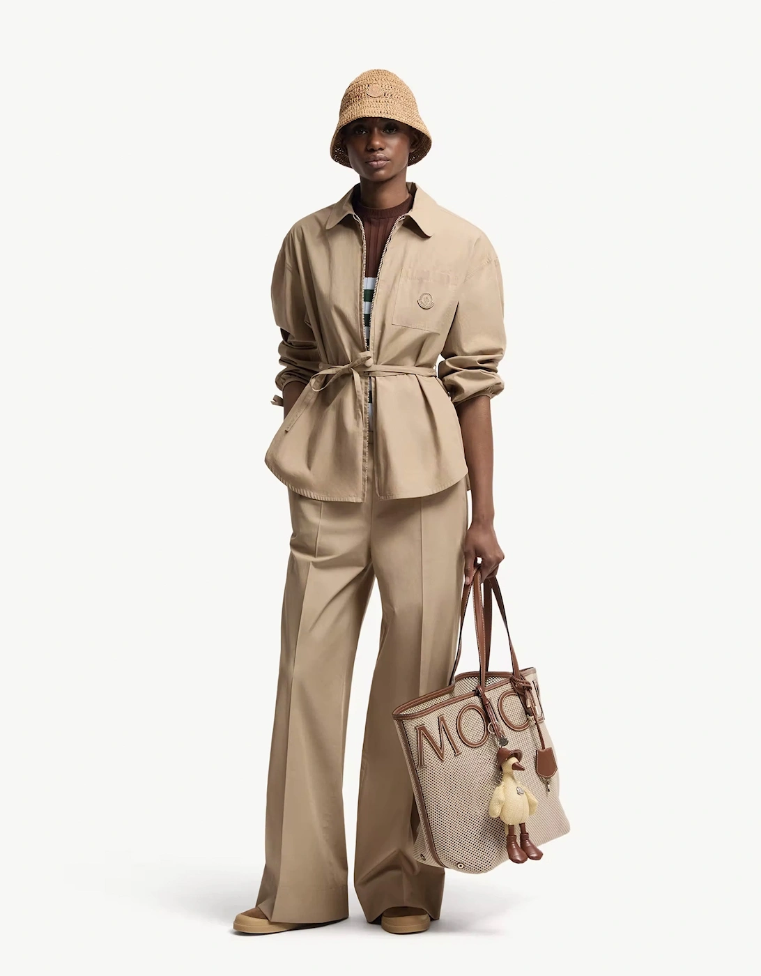 Womens Open Cuff Trousers Beige