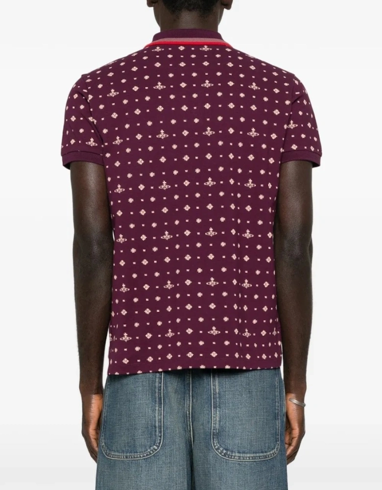 All Over Orb Polo Shirt Burgundy