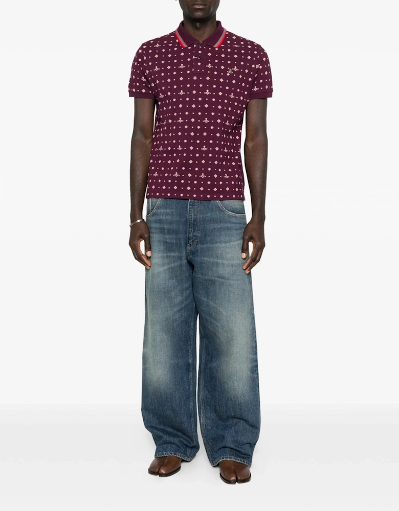 All Over Orb Polo Shirt Burgundy