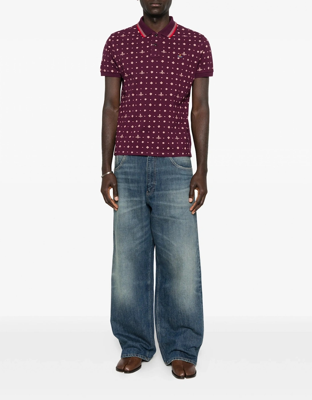 All Over Orb Polo Shirt Burgundy