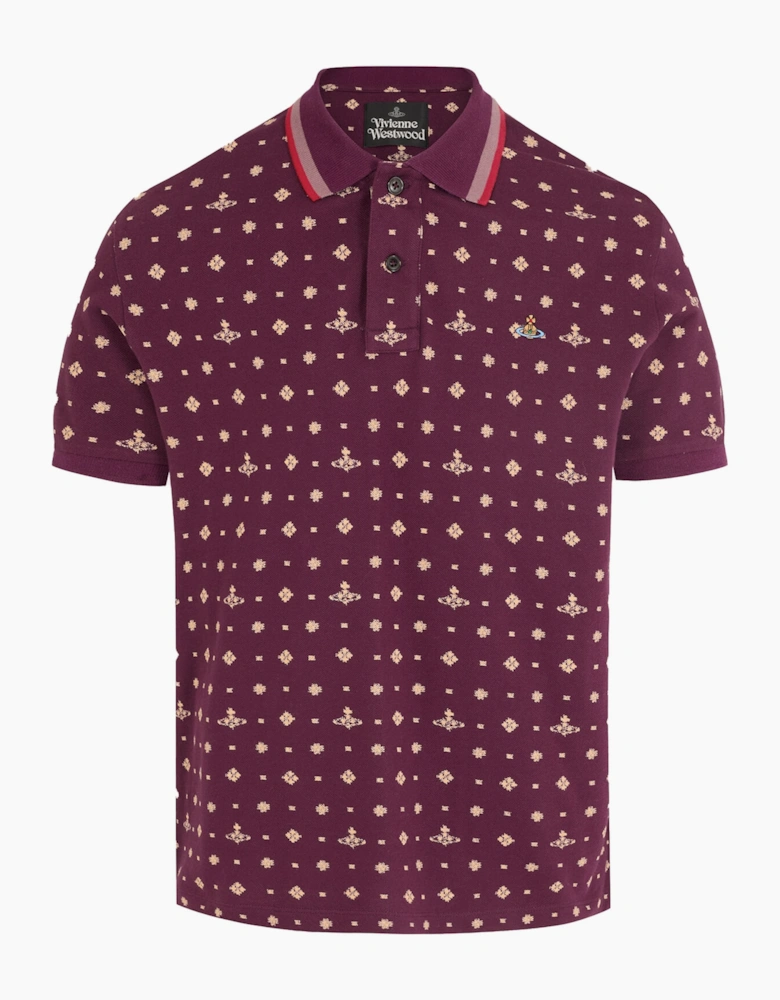 All Over Orb Polo Shirt Burgundy