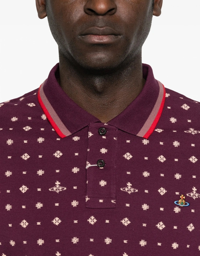 All Over Orb Polo Shirt Burgundy