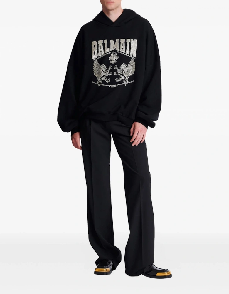 Crystal Embroidered Hoodie Black