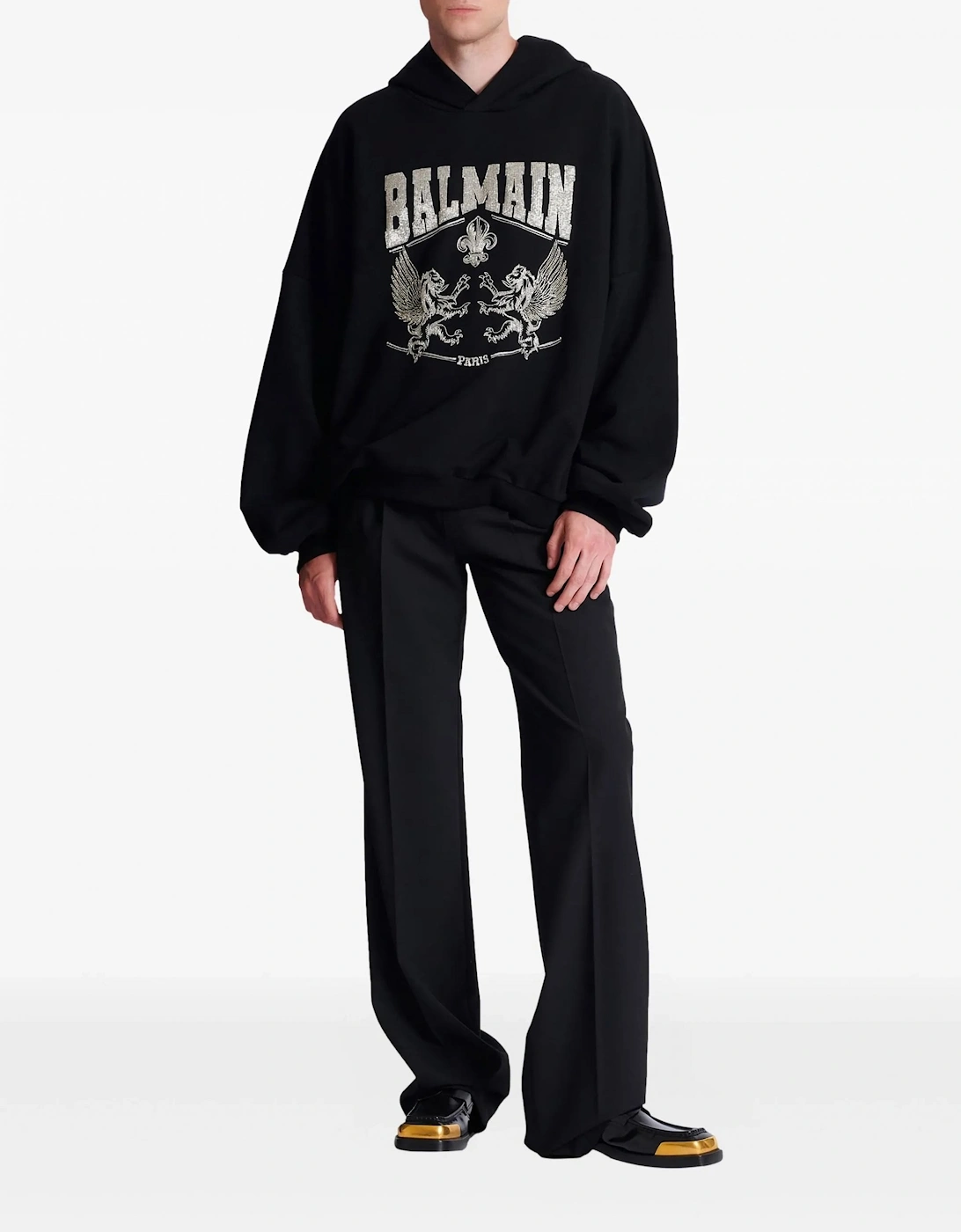 Crystal Embroidered Hoodie Black