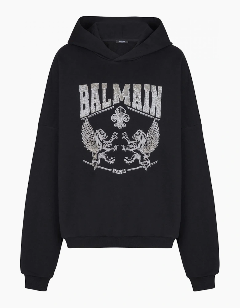 Crystal Embroidered Hoodie Black