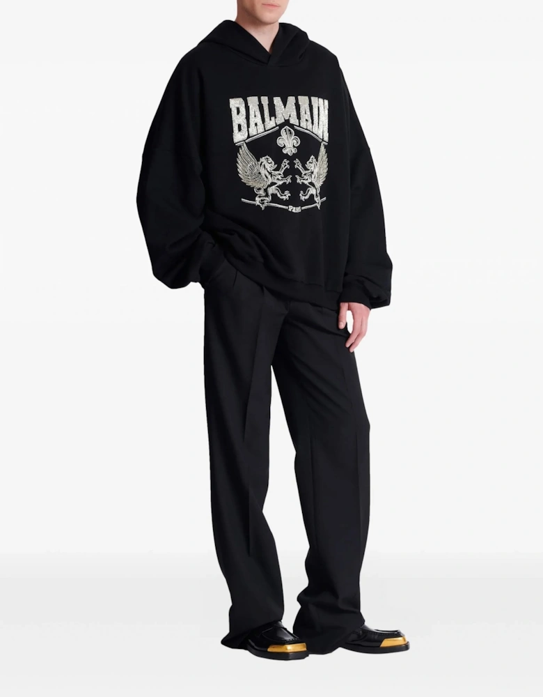 Crystal Embroidered Hoodie Black