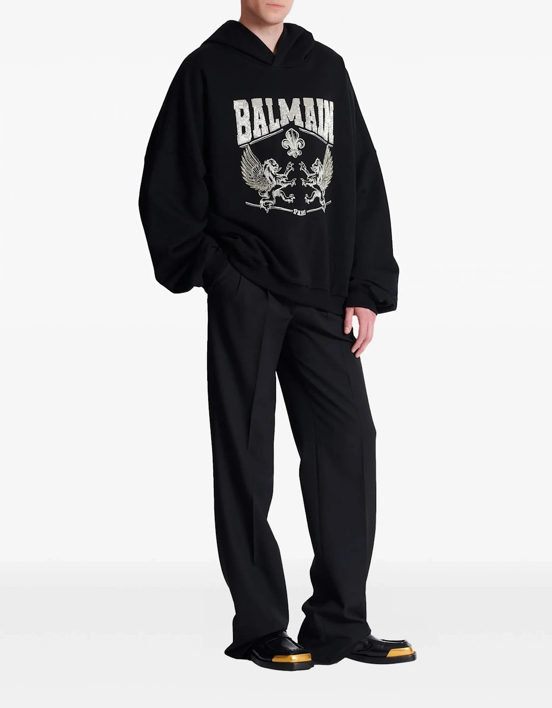 Crystal Embroidered Hoodie Black