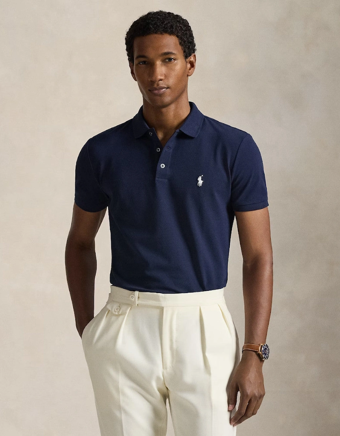 Polo Ralph Lauren Stretch Mesh Custom Slim Polo 038 refined Navy/Smoke