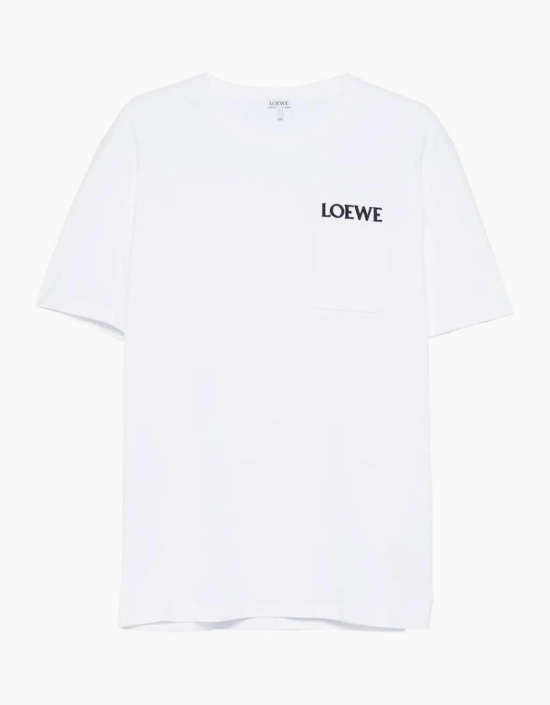 Loewe Men's White Pocket Embroidered Logo T-Shirt In  36 S