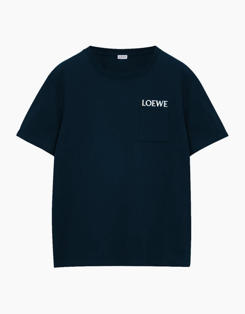 Loewe Pocket Embroidered Logo T-shirt in Navy