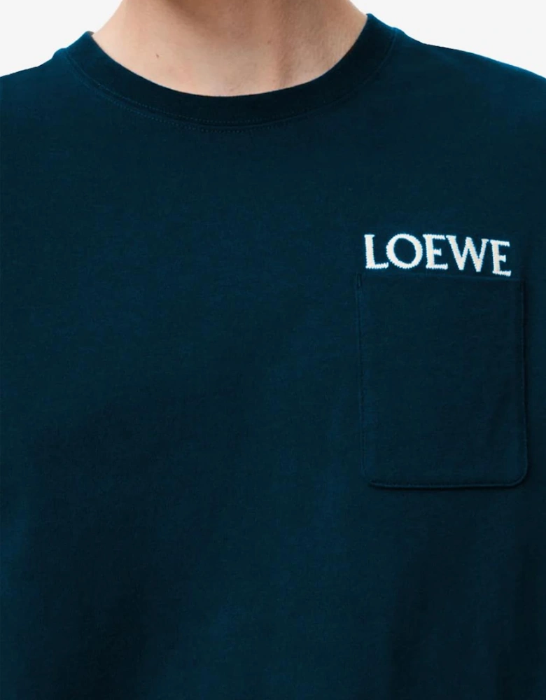 Loewe Pocket Embroidered Logo T-shirt in Navy