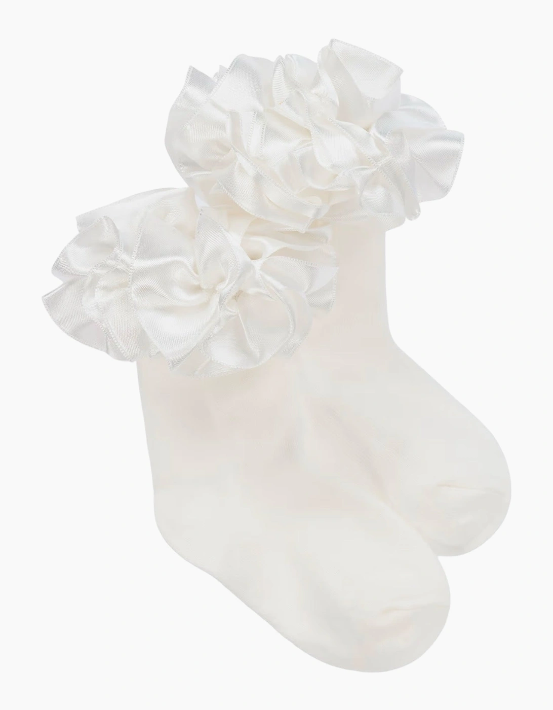 Girls Ivory Ribbon Frill Ankle Socks, 4 of 3