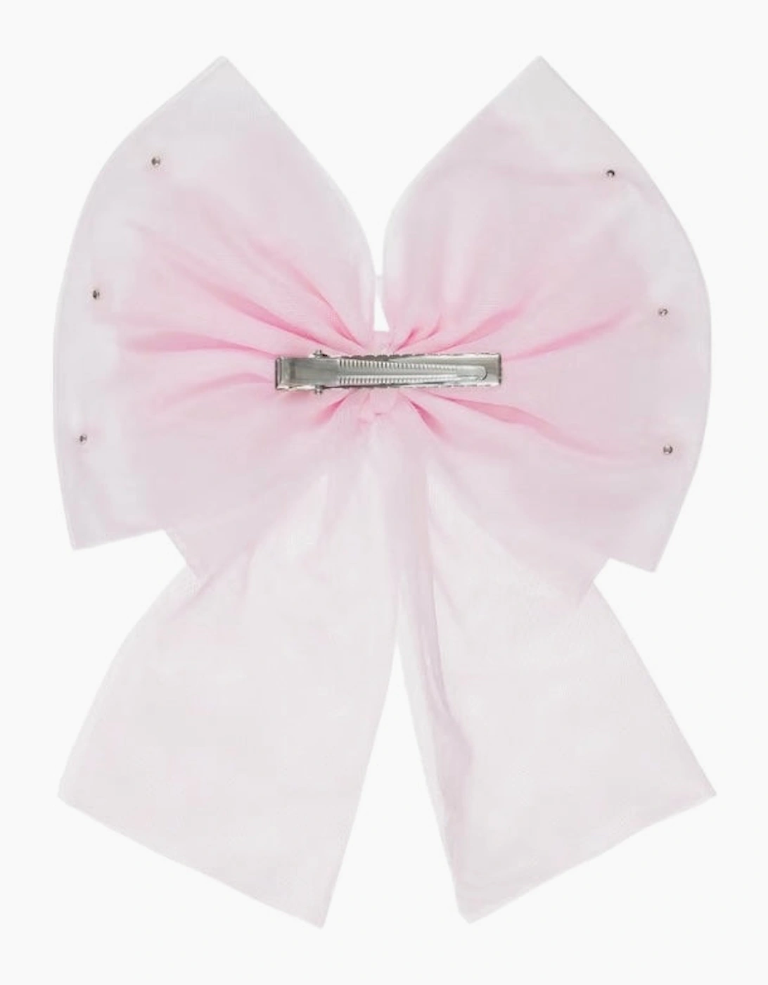 Girls Pale Pink Tulle Hair Bow Clip