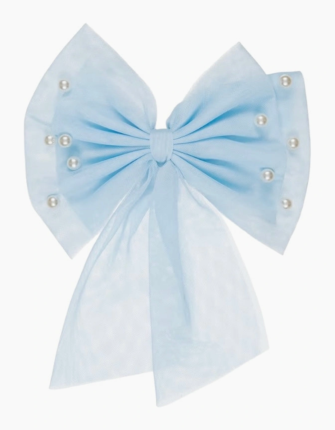 Girls Pale Blue Tulle Hair Bow Clip, 4 of 3