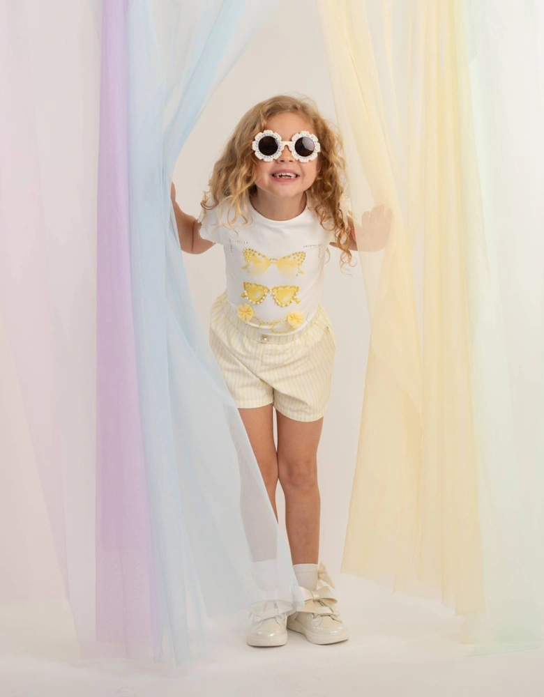 Girls Yellow Lemon Stripe Short Set