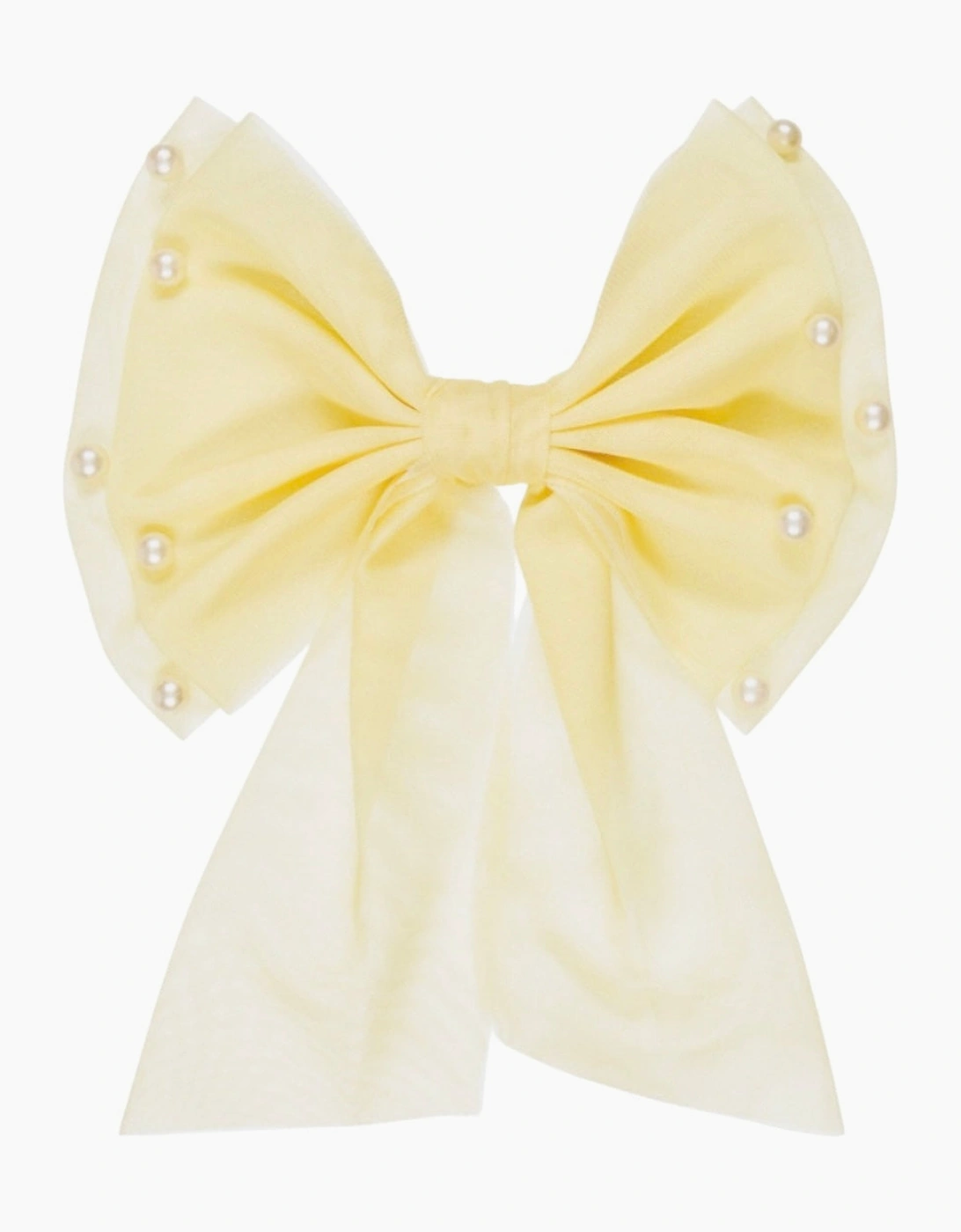 Girls Yellow Lemon Tulle Hair Bow Clip