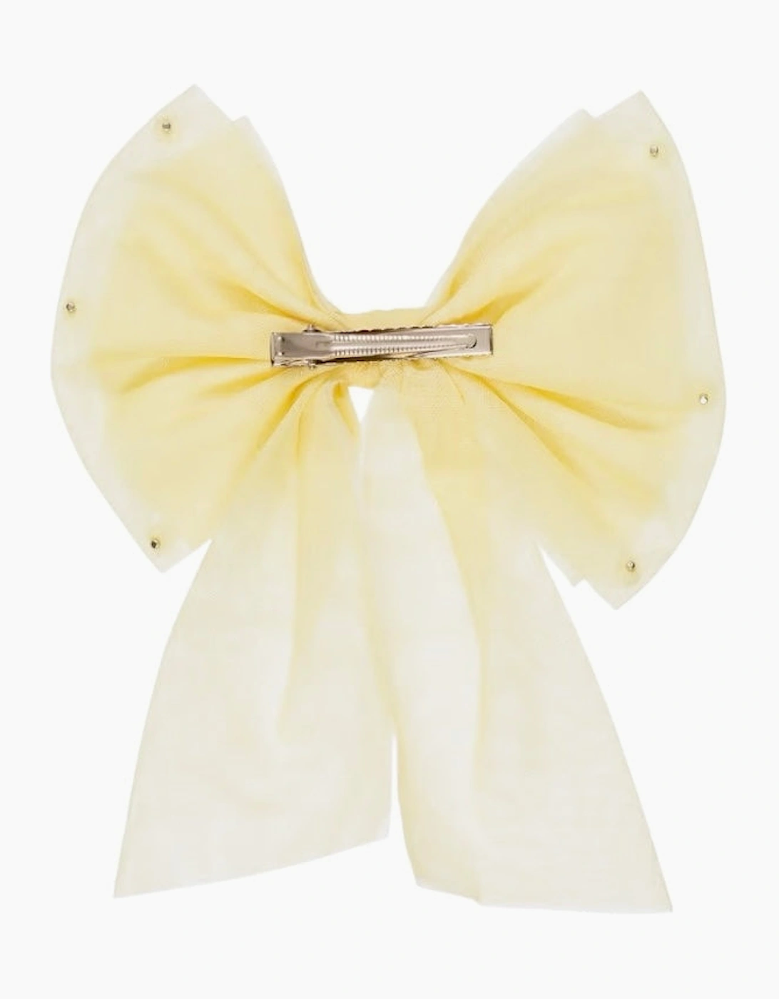 Girls Yellow Lemon Tulle Hair Bow Clip