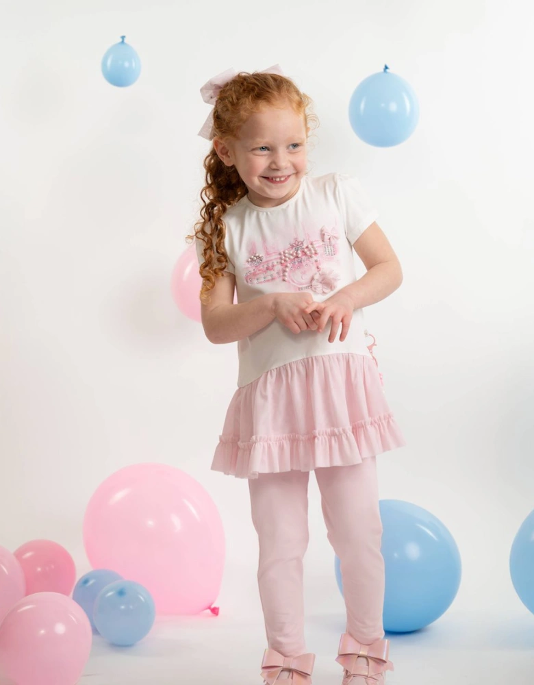 Girls Pale Pink Stretch Jersey Legging Set