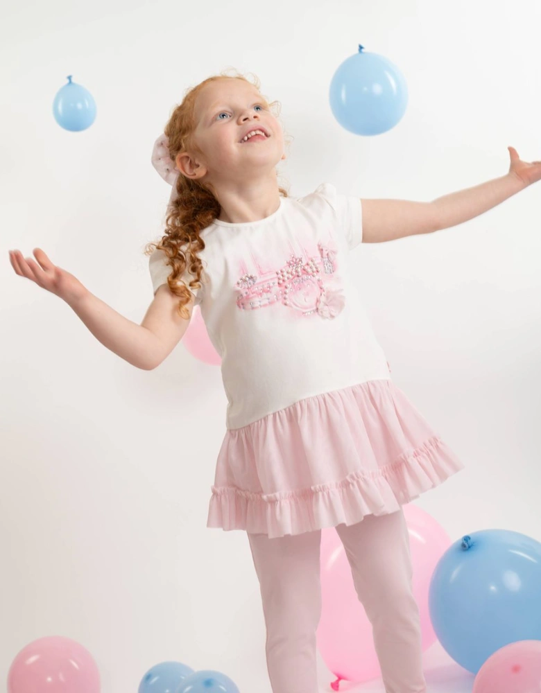Girls Pale Pink Stretch Jersey Legging Set