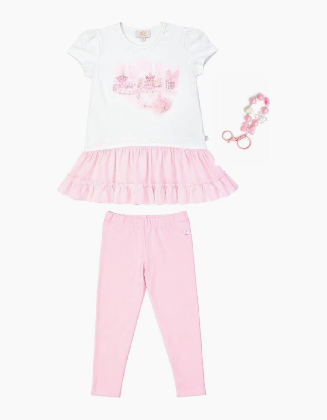 Girls Pale Pink Stretch Jersey Legging Set, 5 of 4