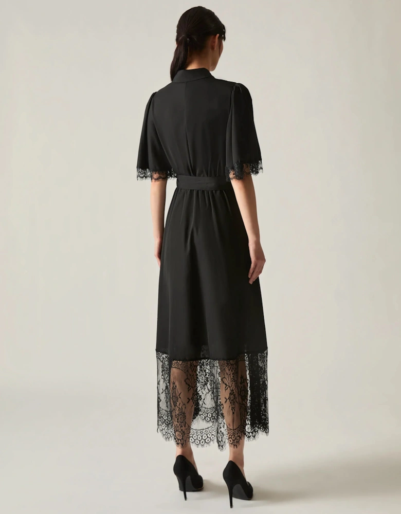 Black Lace Hem Dress