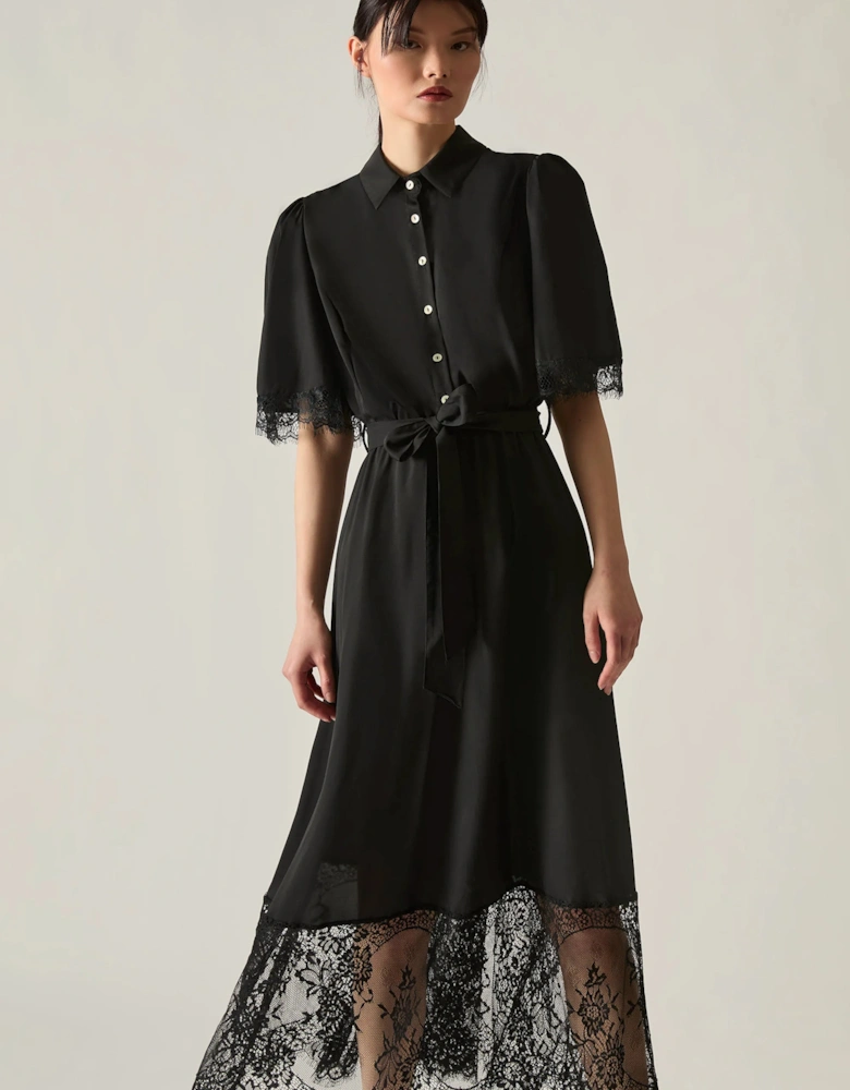 Black Lace Hem Dress