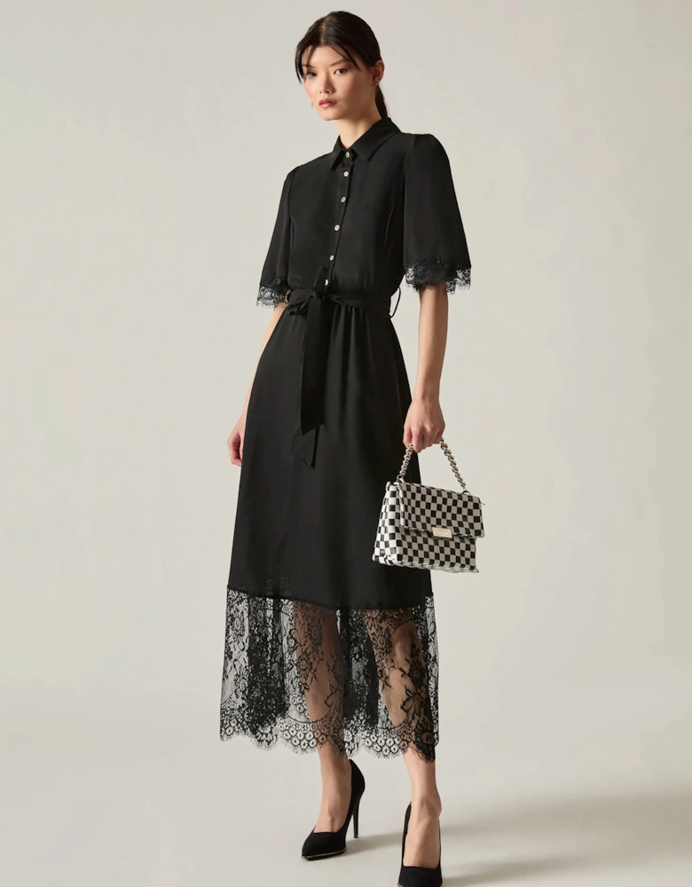 Black Lace Hem Dress