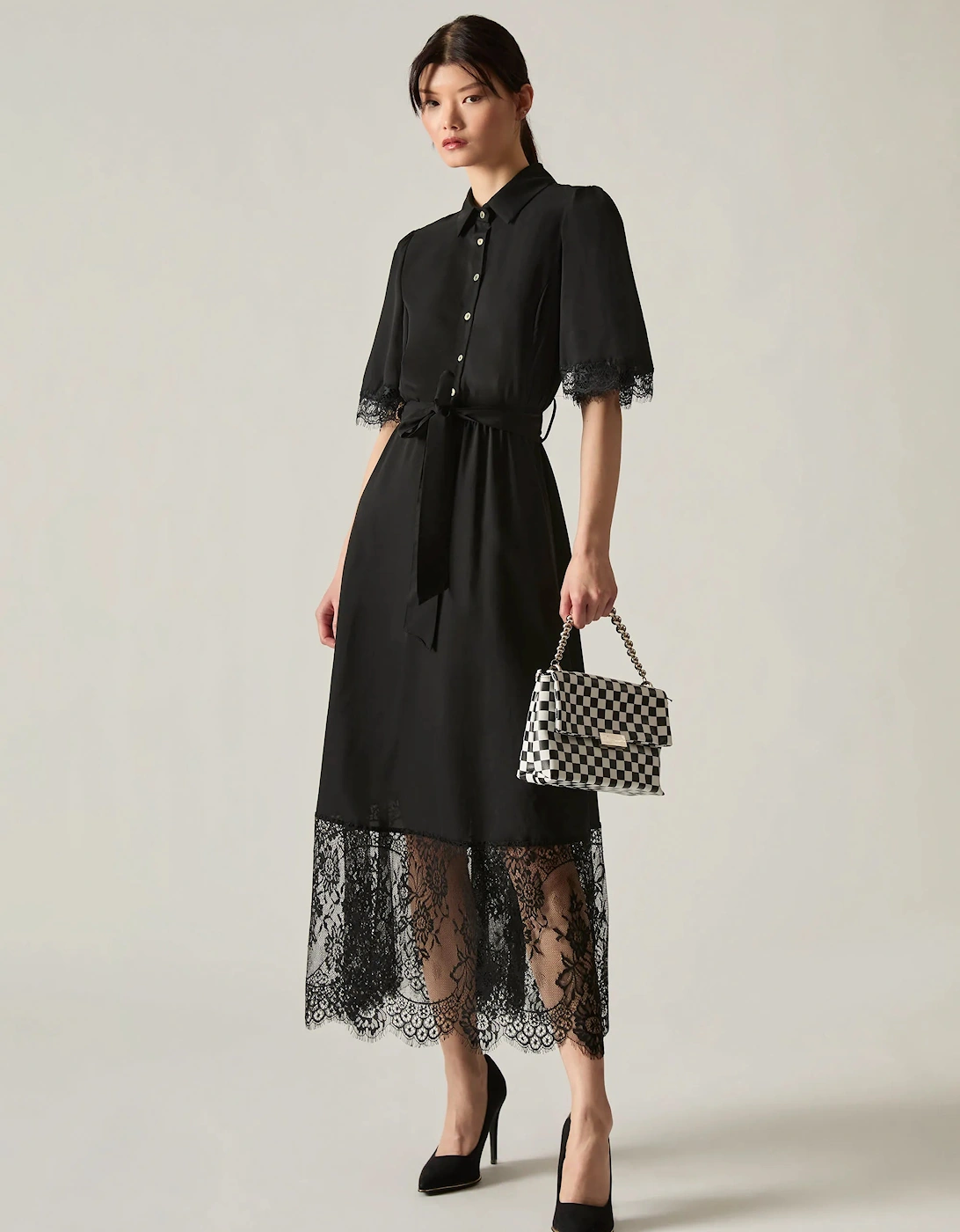 Black Lace Hem Dress