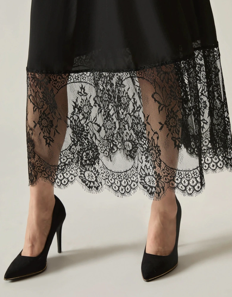 Black Lace Hem Dress