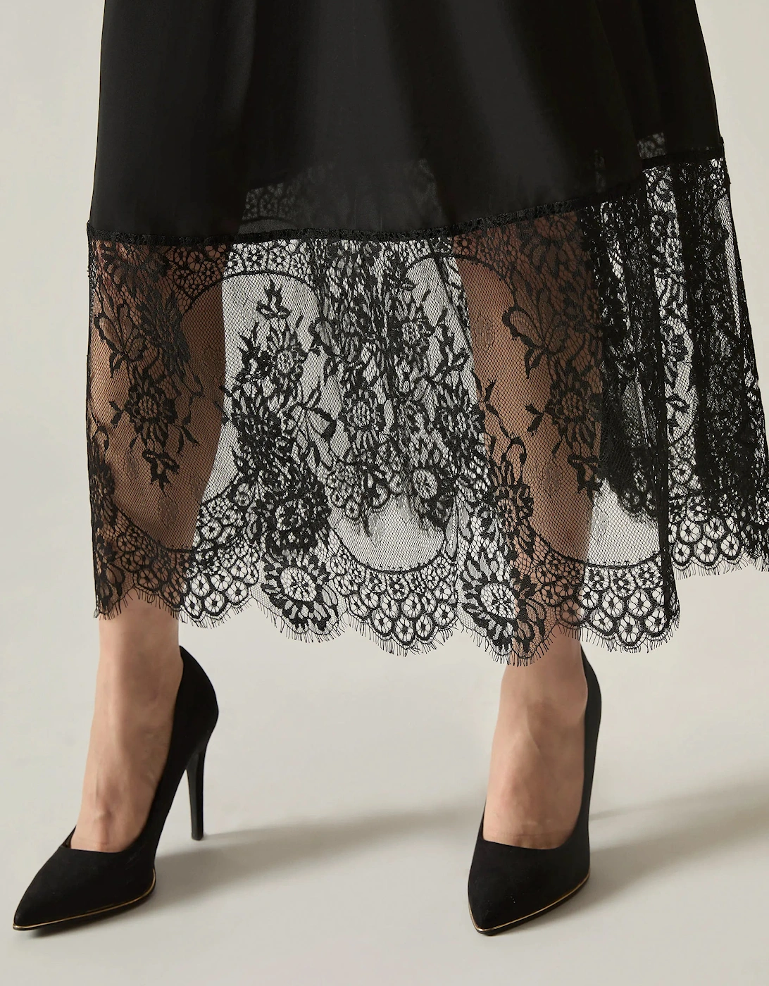 Black Lace Hem Dress
