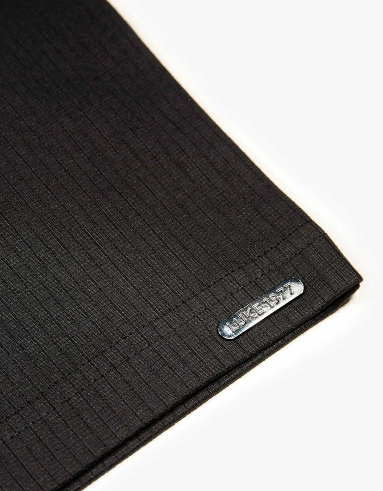 Luke 1977 Henry ribbed Short Sleeve polo shirt BLACK