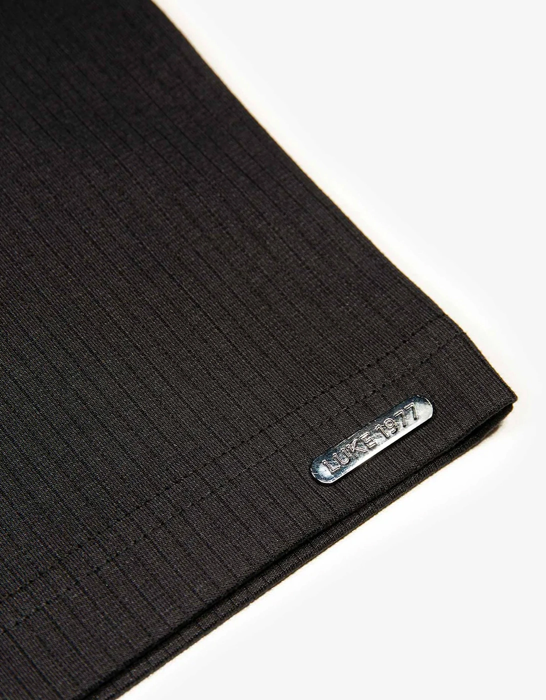 Luke 1977 Henry ribbed Short Sleeve polo shirt BLACK