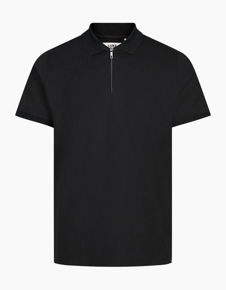 Luke 1977 Henry ribbed Short Sleeve polo shirt BLACK