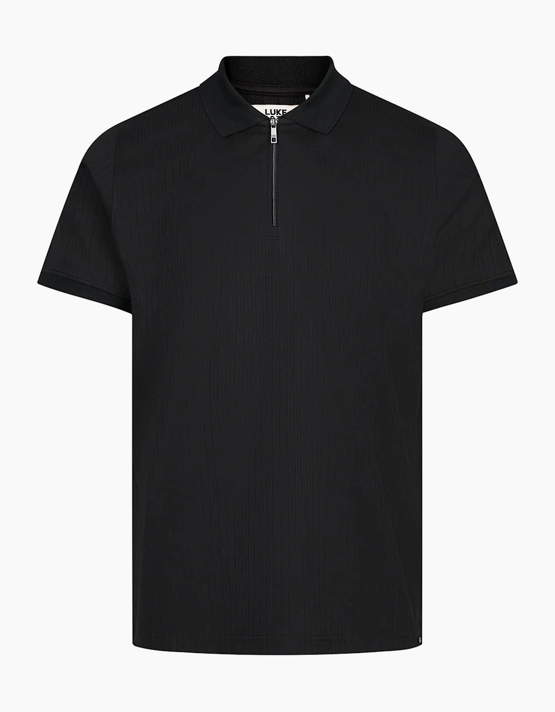 Luke 1977 Men's Luke 1977 Henry ribbed Short Sleeve polo shirt BLACK