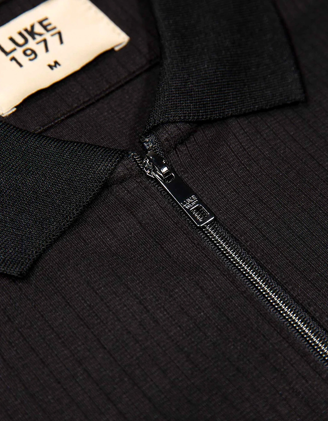 Luke 1977 Henry ribbed Short Sleeve polo shirt BLACK