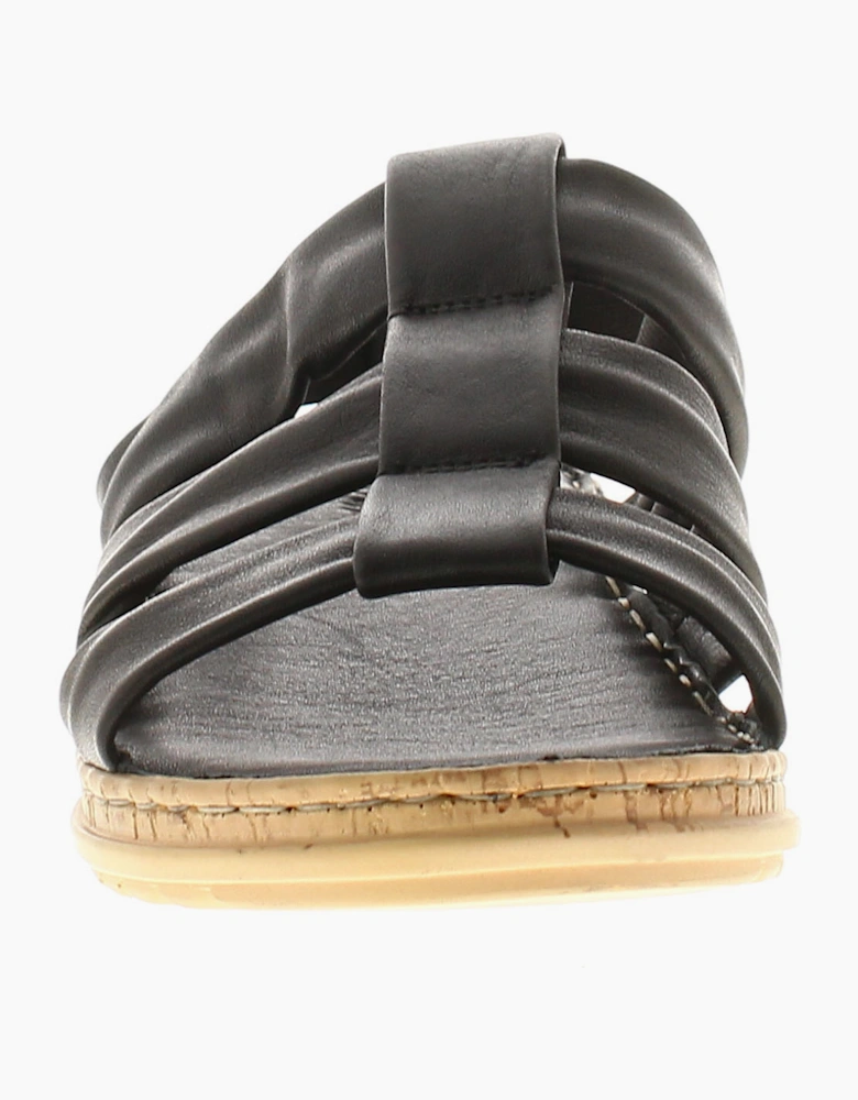 Hush Puppies Womens Sandals Eden Wide Fit Leather Elasticated black UK Size