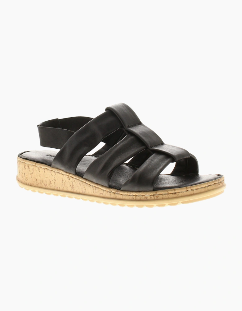 Hush Puppies Womens Sandals Eden Wide Fit Leather Elasticated black UK Size