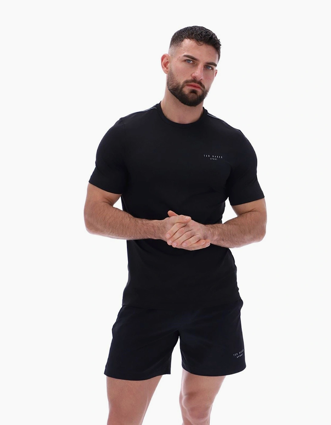 Ted Baker Men's Black Sam Tbmts2635 Polyester Activewear T-Shirts  38 M