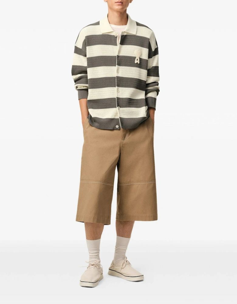 Ajoure Striped Cotton Knit Cream