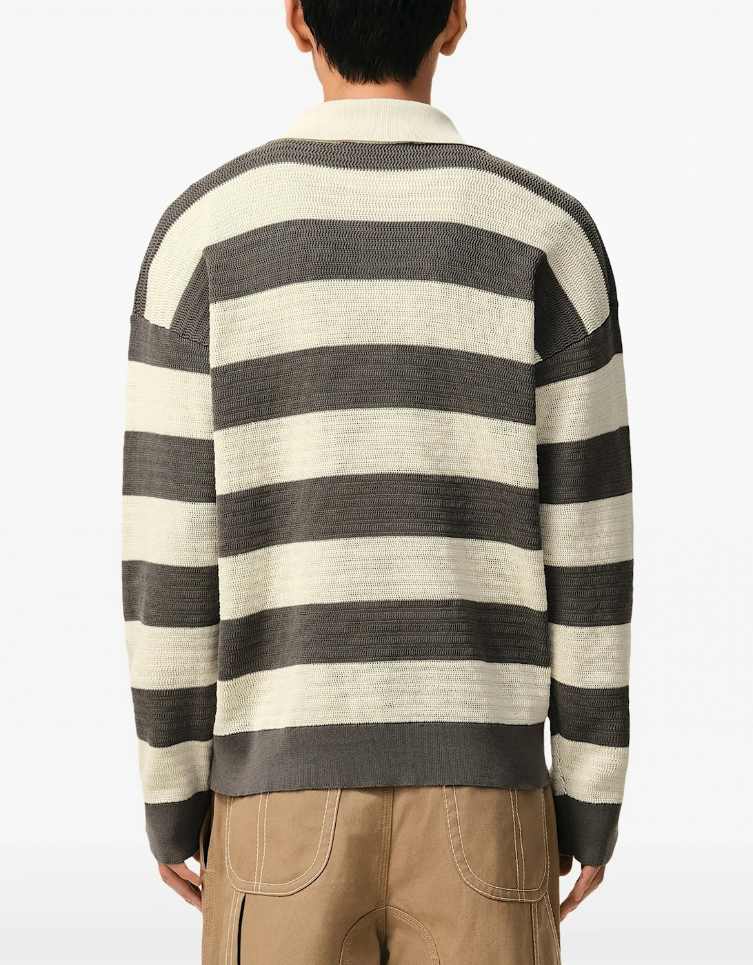 Ajoure Striped Cotton Knit Cream
