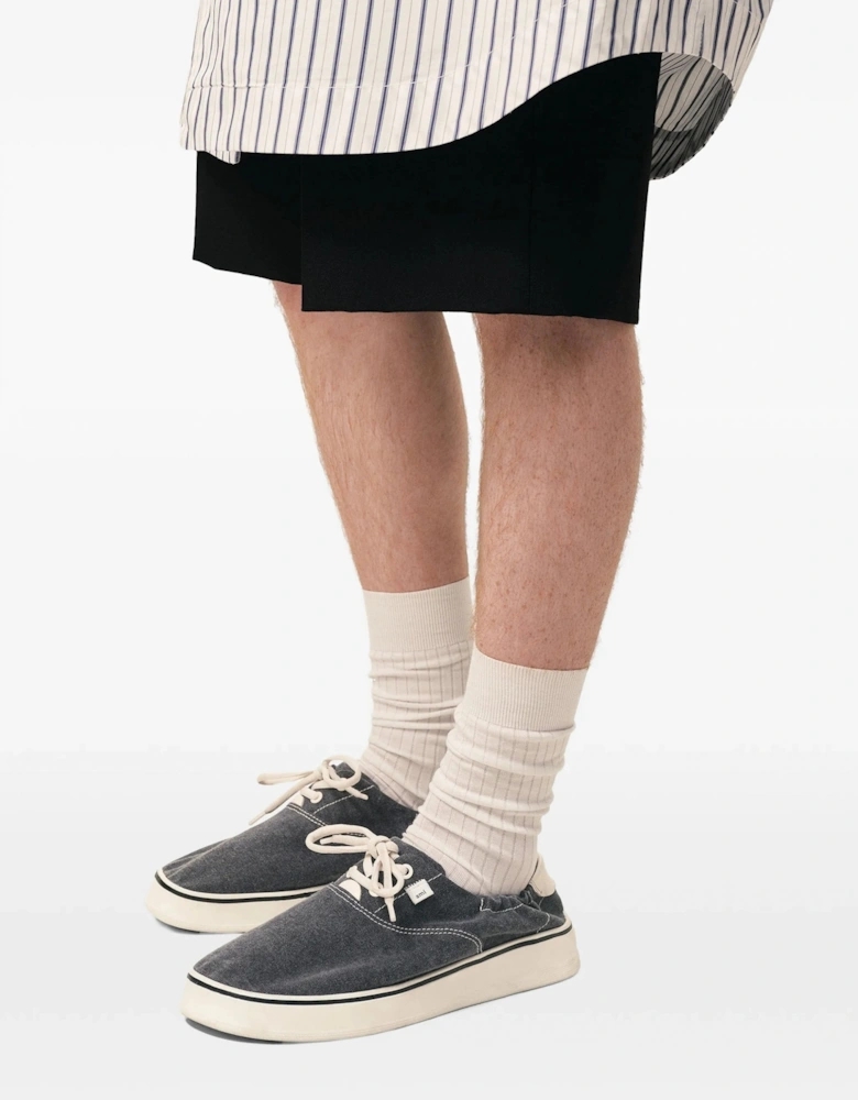 Washed Canvas Tennis Sneakers Navy