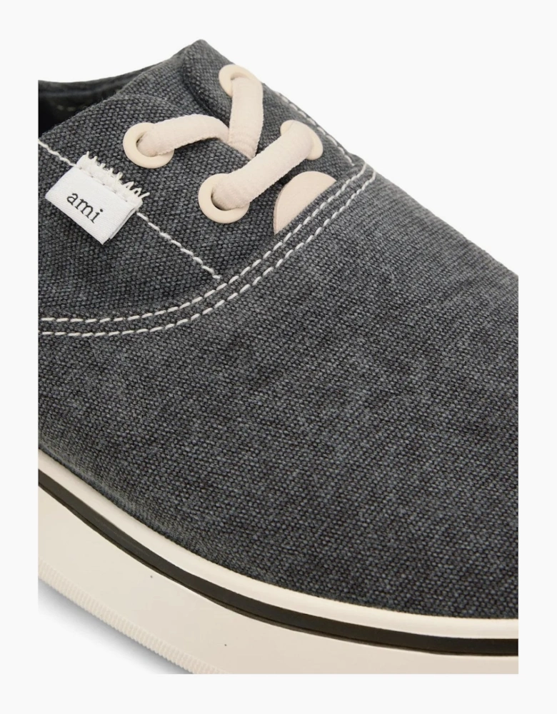Washed Canvas Tennis Sneakers Navy
