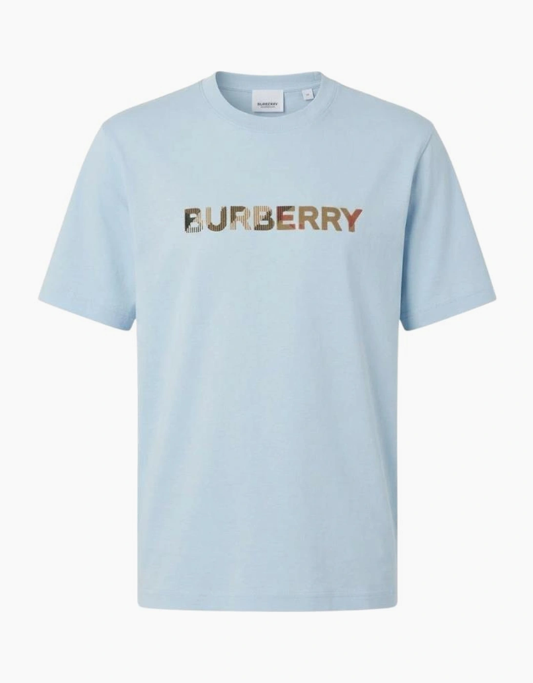 Burberry Check Logo Embroidered T Shirt Pale Blue, 3 of 2