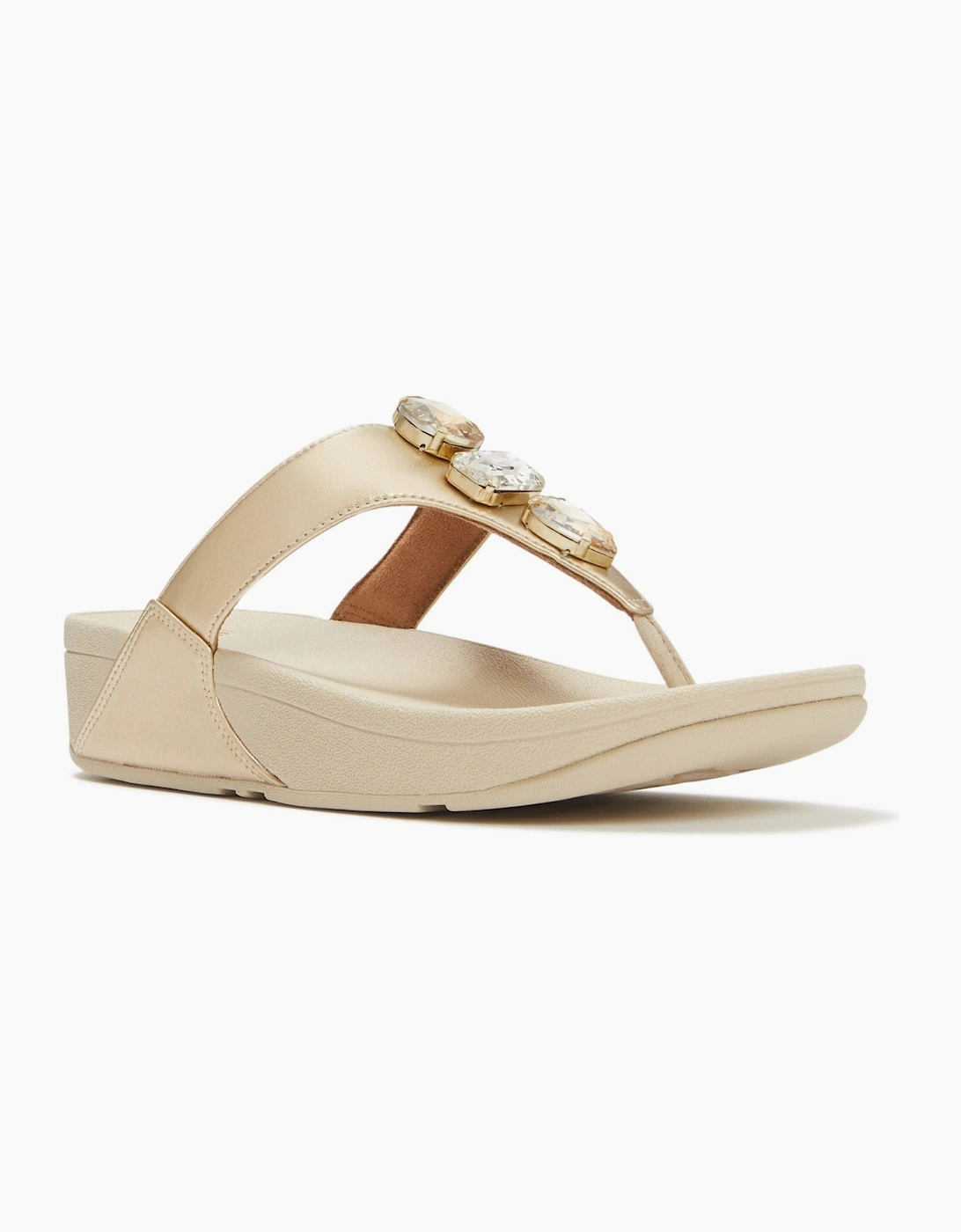 Fitflop Lulu Ultra-Jewel Toe-Post Polyurethane Women's Platino Sandals
