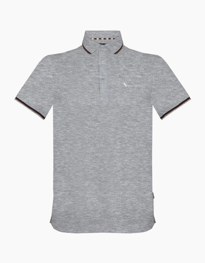Aquascutum Brand Logo Grey Polo Shirt