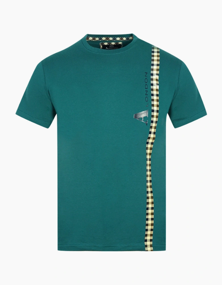 Aquascutum Vertical Check Logo Green T-Shirt