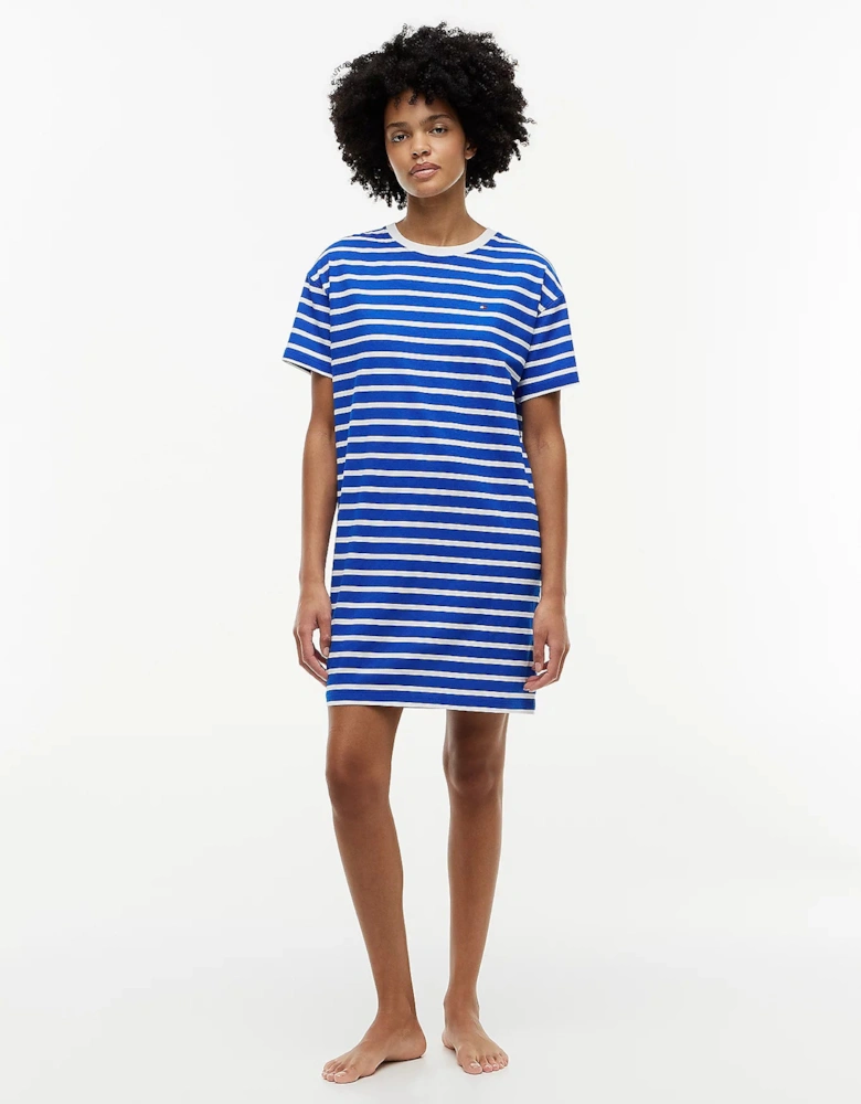 Tommy Hilfiger STRIPE SS Womens Nightdress Blue Orbit Breton Stripe